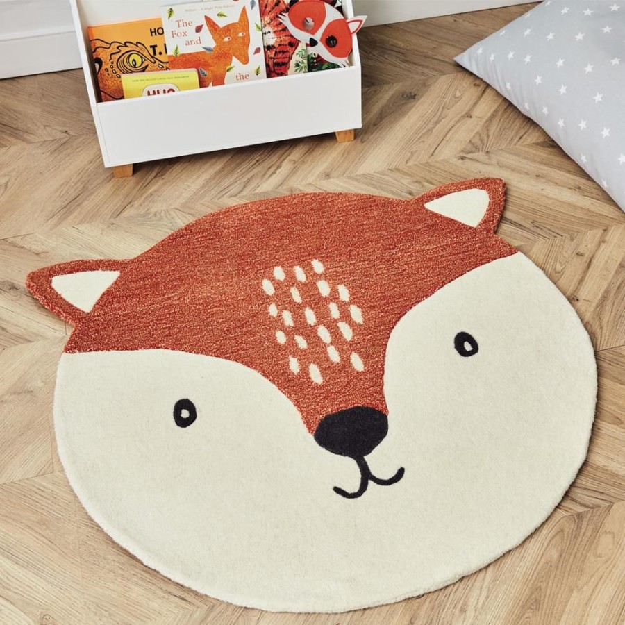 Nursery Great Little Trading Co. Gifting | Children'S Animal Rug, Fox Ivory & Orange