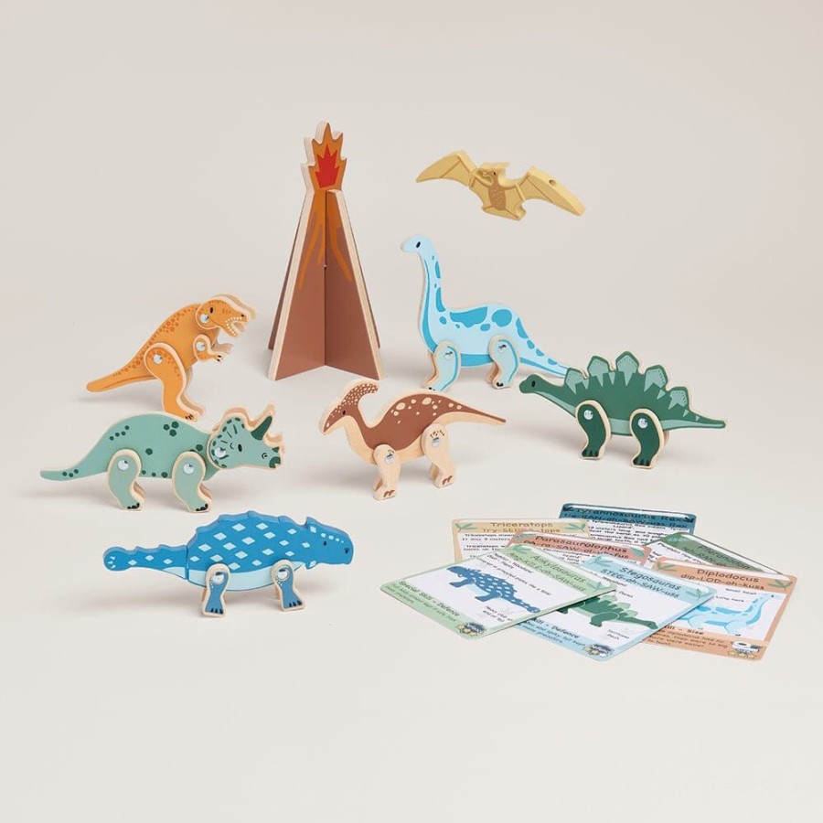 Toys Great Little Trading Co. Wooden Toys | Wooden Toy Dinosaur Playset Multi