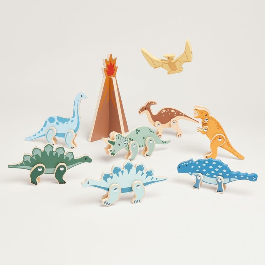 Toys Great Little Trading Co. Wooden Toys | Wooden Toy Dinosaur Playset Multi