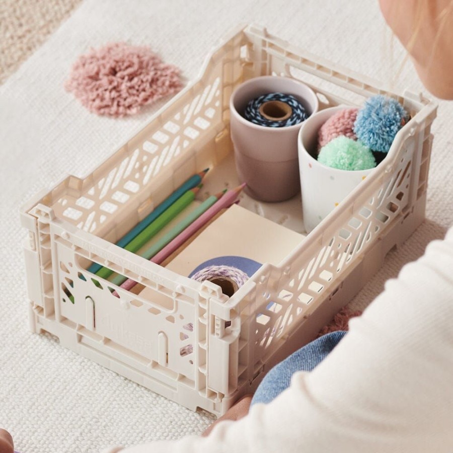 Storage Great Little Trading Co. Modular Storage | Aykasa Mini Folding Crate, Coconut Milk Off-White