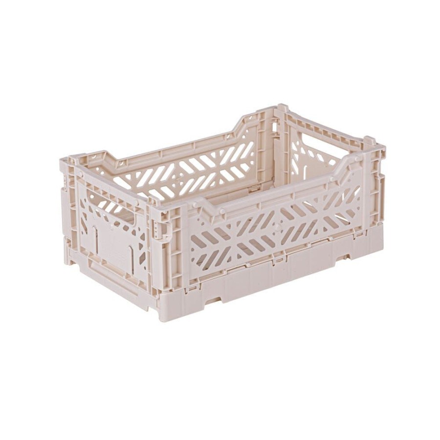 Storage Great Little Trading Co. Modular Storage | Aykasa Mini Folding Crate, Coconut Milk Off-White