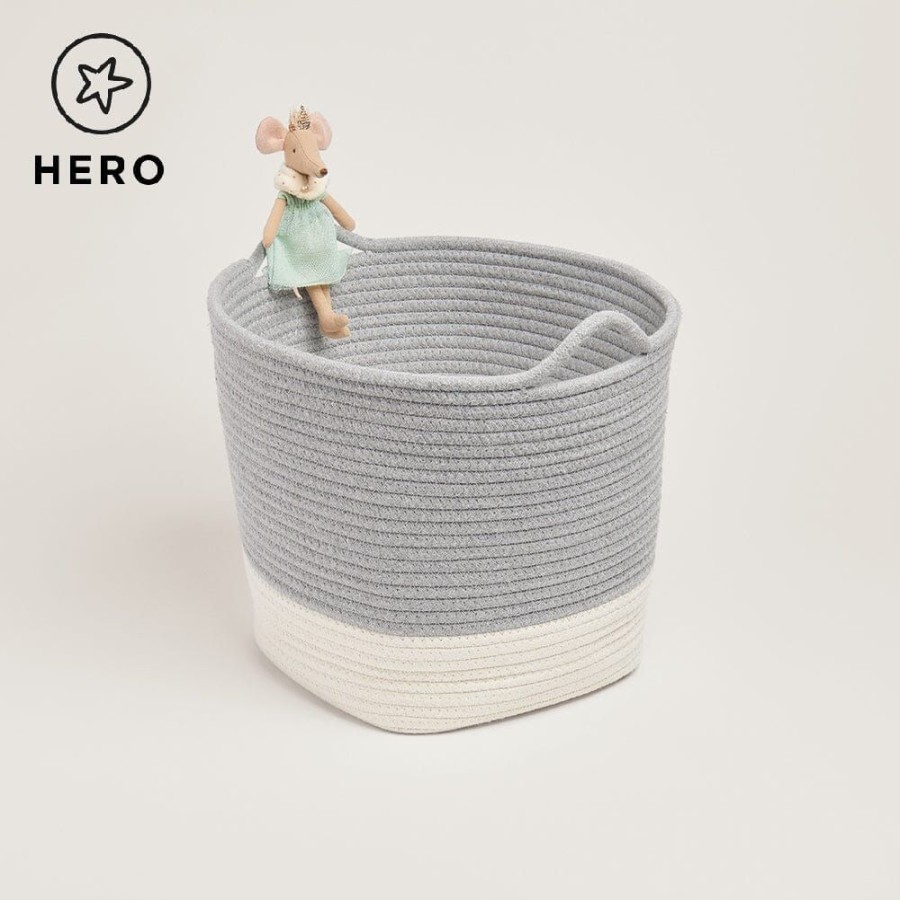 Accessories Great Little Trading Co. Nursery Accessories | Rope Storage Basket, Ivory Grey