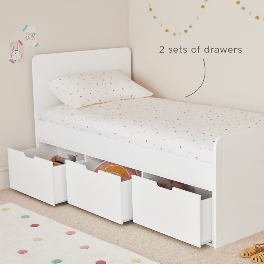 Beds & Mattresses Great Little Trading Co. Single Beds | Stowaway Single Storage Bed, 6 Drawer White