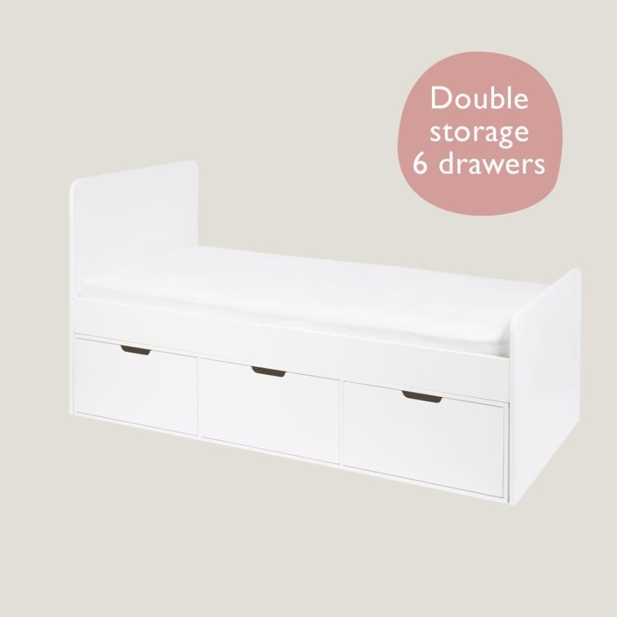 Beds & Mattresses Great Little Trading Co. Single Beds | Stowaway Single Storage Bed, 6 Drawer White