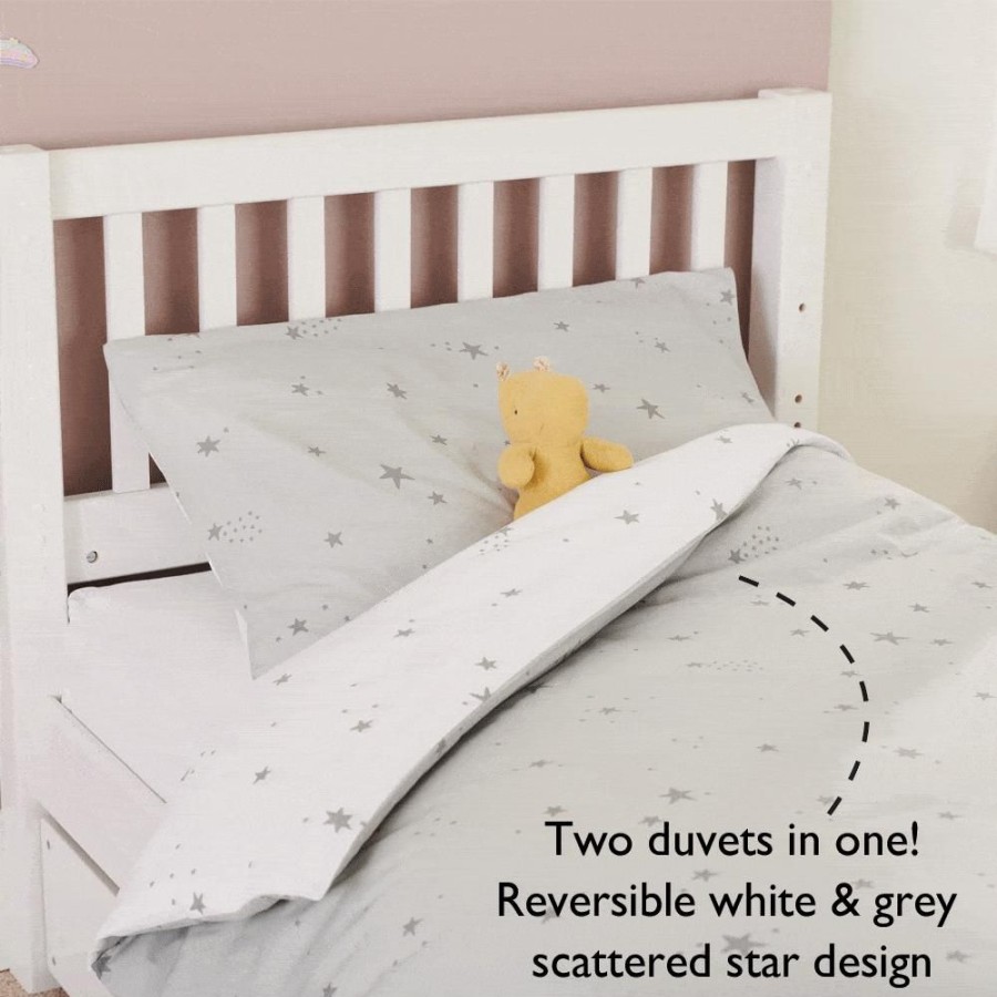 Beds & Mattresses Great Little Trading Co. Bedding Sets | Grey Scattered Stars Bedding Set, Single Grey & White