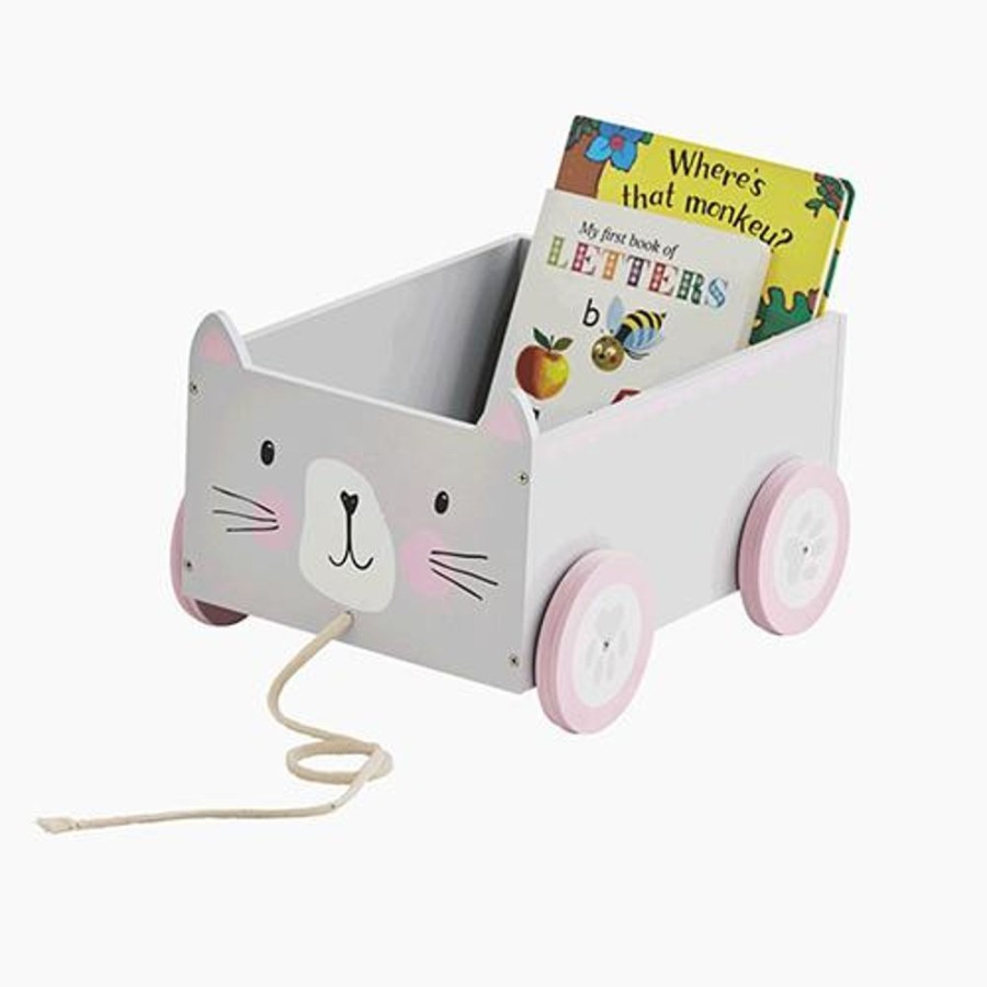 Nursery Great Little Trading Co. Play Furniture | Animal Book Cart, Cat Grey