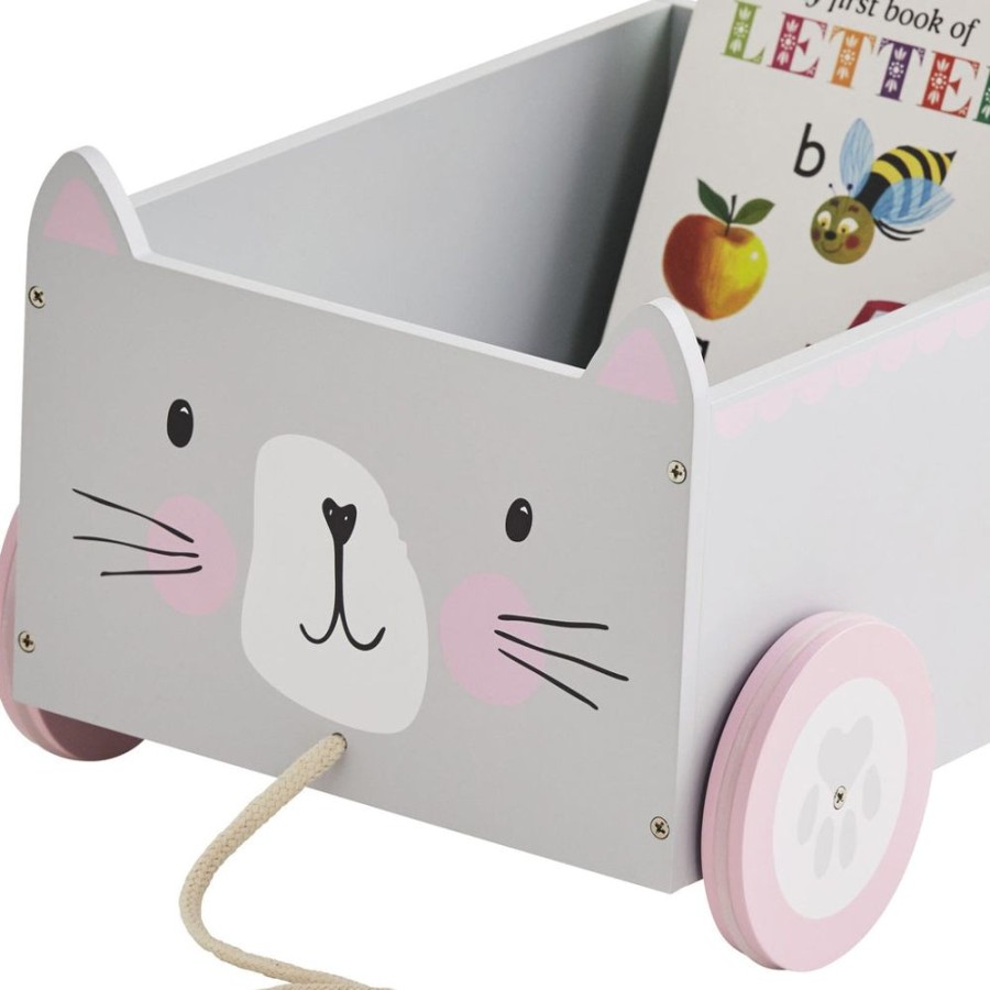 Nursery Great Little Trading Co. Play Furniture | Animal Book Cart, Cat Grey