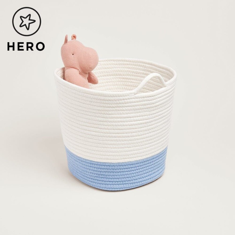 Storage Great Little Trading Co. Storage Baskets & Cubes | Rope Storage Basket, Ivory And Cornflower Blue