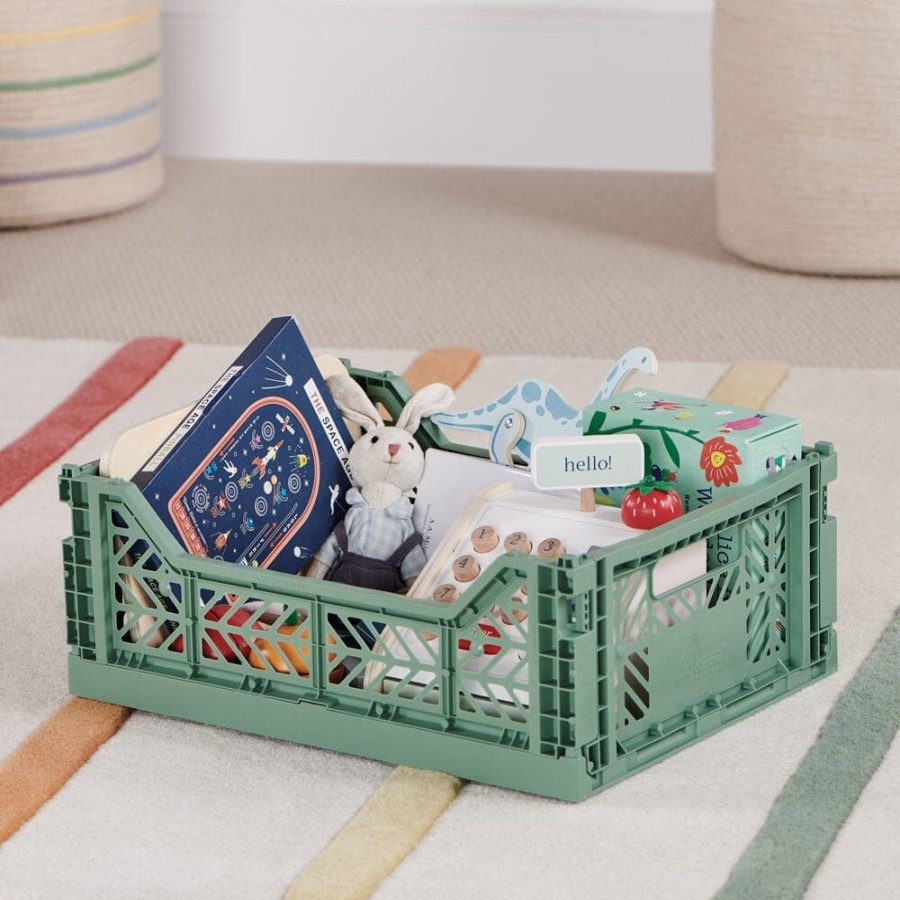 Storage Great Little Trading Co. Small Storage | Aykasa Midi Folding Crate, Almond Green Army Green