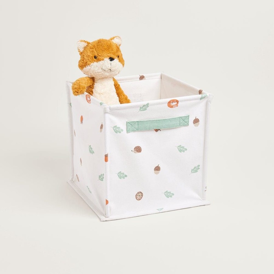 Accessories Great Little Trading Co. Nursery Accessories | Canvas Storage Cube, Woodland Walk White