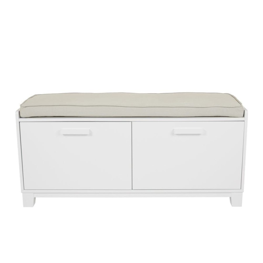 Storage Great Little Trading Co. Storage Benches | Blake Storage Bench Set, White With Cushion Natural