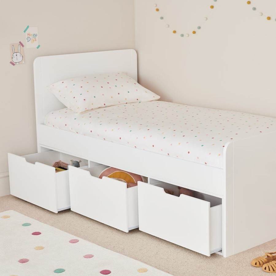 Beds & Mattresses Great Little Trading Co. Single Beds | Stowaway Single Storage Bed, 3 Drawer White