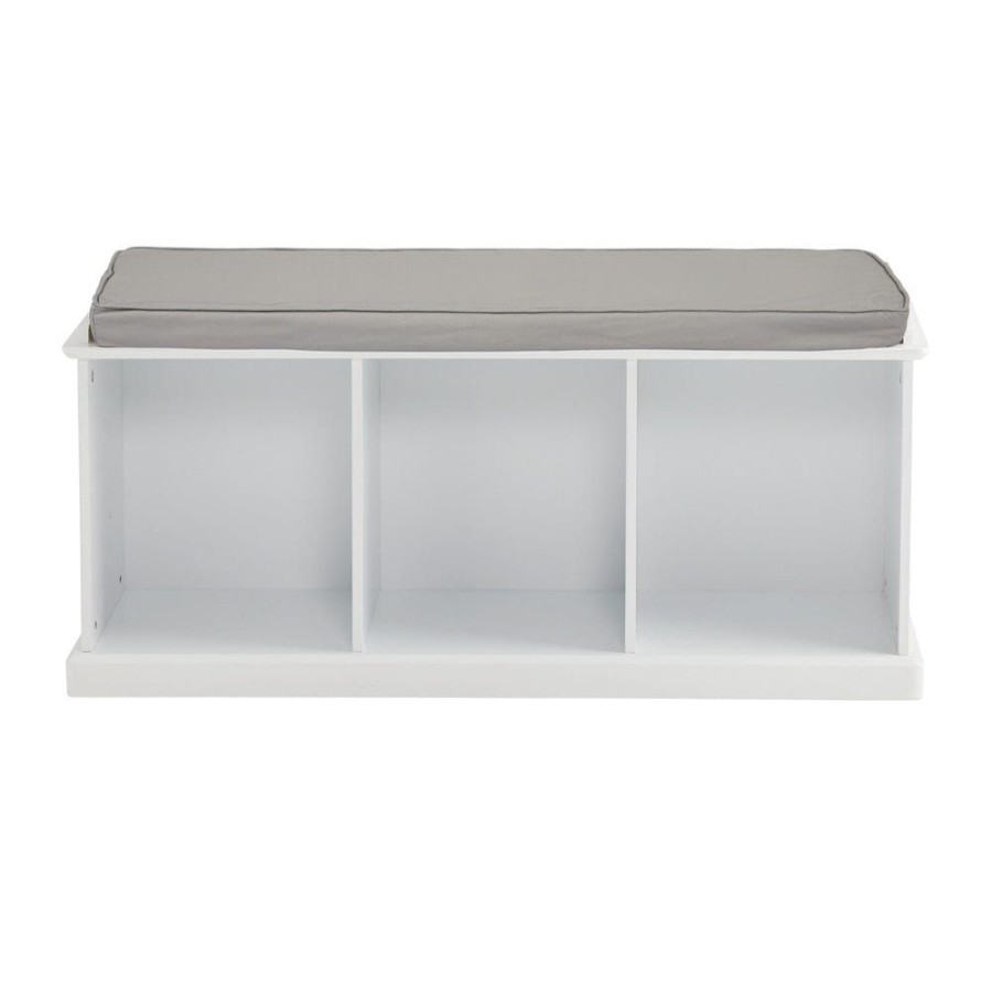 Storage Great Little Trading Co. Storage Furniture | Abbeville Storage Bench Set, White With Grey Cushion Bright White