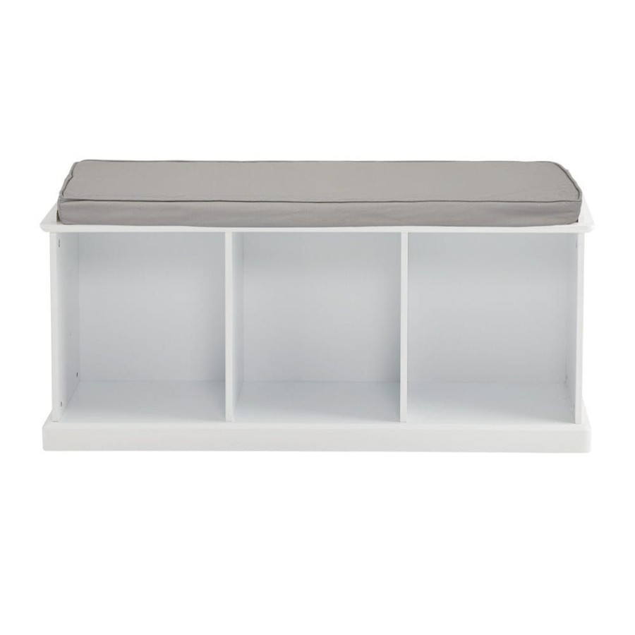 Storage Great Little Trading Co. Cube Storage | Abbeville Storage Bench Set, White With Grey Cushion Bright White