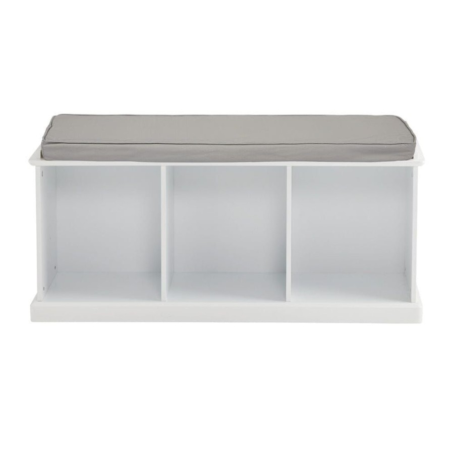 Storage Great Little Trading Co. Storage Benches | Abbeville Storage Bench Set, White With Grey Cushion Bright White