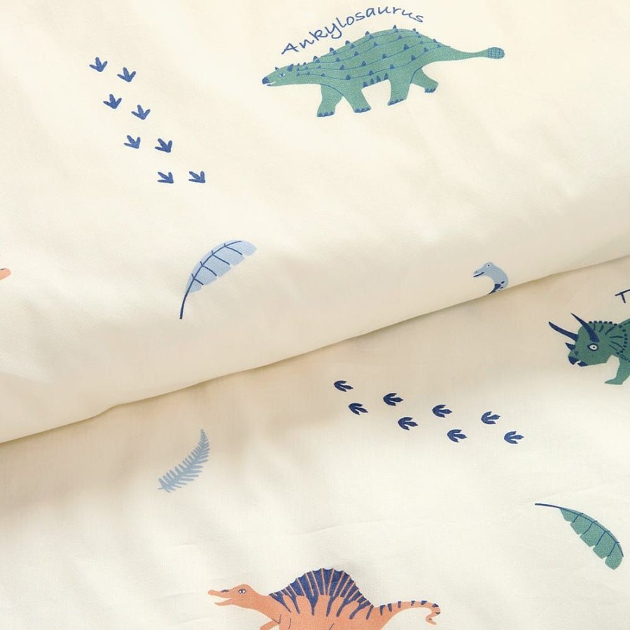 Beds & Mattresses Great Little Trading Co. Bedding Sets | Dinosaur Explorer Easy-Care Bedding Set, Single Off-White