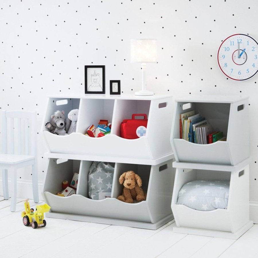 Storage Great Little Trading Co. Stacking Storage | Triple Stacking Wooden Toy Storage Trunk, Bright White