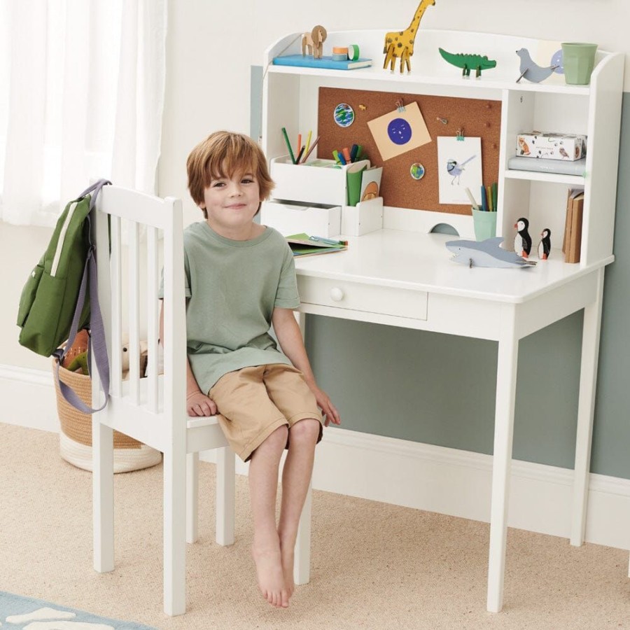 Furniture Great Little Trading Co. Desks & Accessories | Wooden Nelson Desk Chair, White Bright White