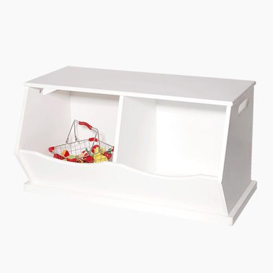 Storage Great Little Trading Co. Storage Benches | Double Stacking Wooden Toy Storage Trunk, Bright White