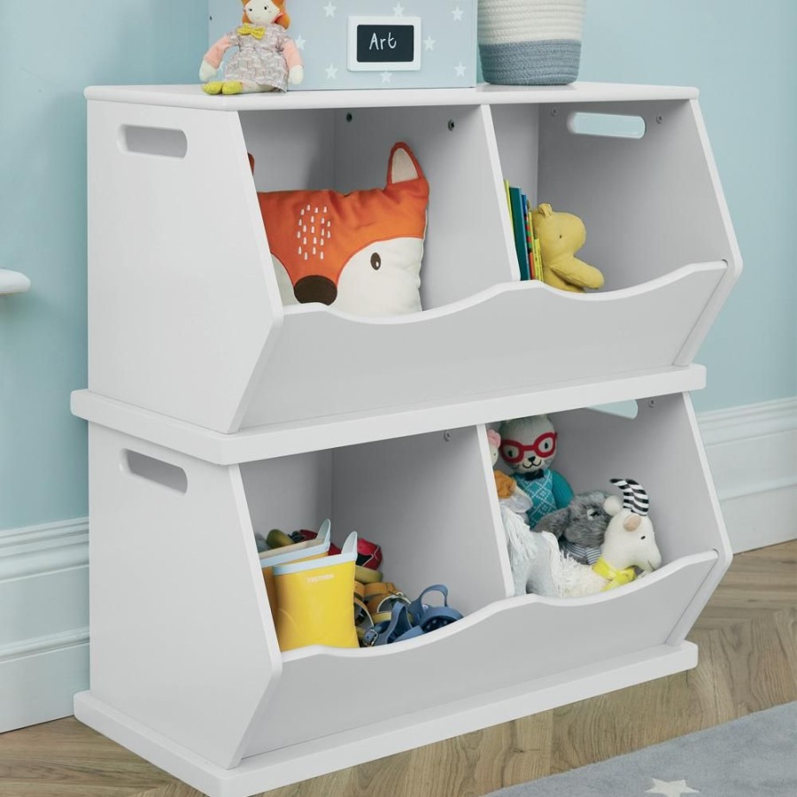 Storage Great Little Trading Co. Storage Benches | Double Stacking Wooden Toy Storage Trunk, Bright White