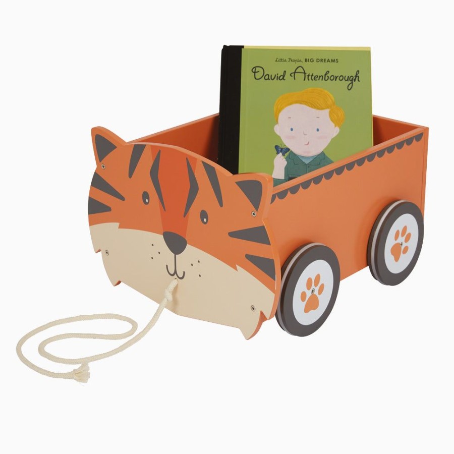 Storage Great Little Trading Co. Toy Boxes | Animal Book Cart, Tiger Orange