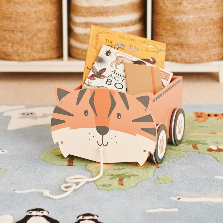 Storage Great Little Trading Co. Toy Boxes | Animal Book Cart, Tiger Orange