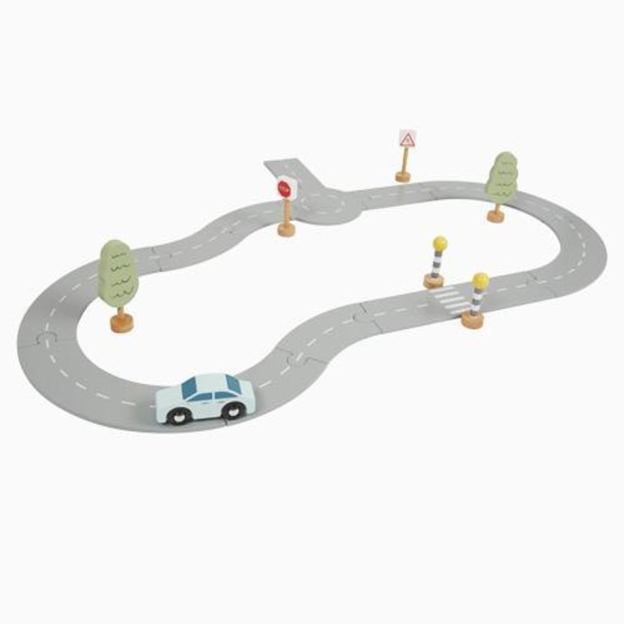 Toys Great Little Trading Co. Wooden Toys | Wooden Road Track With Accessories Multi