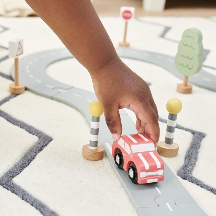 Toys Great Little Trading Co. Wooden Toys | Wooden Road Track With Accessories Multi