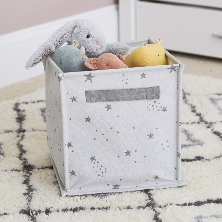 Storage Great Little Trading Co. Small Storage | Canvas Storage Cube, Scattered Stars Grey