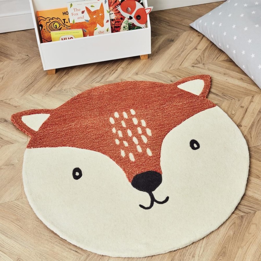 Accessories Great Little Trading Co. Rugs | Children'S Animal Rug, Fox Ivory & Orange