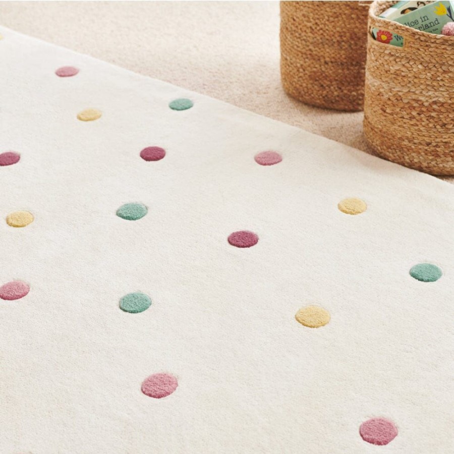 Accessories Great Little Trading Co. Rugs | Pastel Spot Rug, 120 X 90 (Cm) Cream