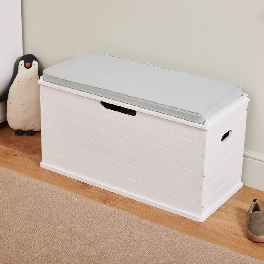 Storage Great Little Trading Co. Toy Boxes | Large Wooden Toy Box Seat Bench, Mint Bright White