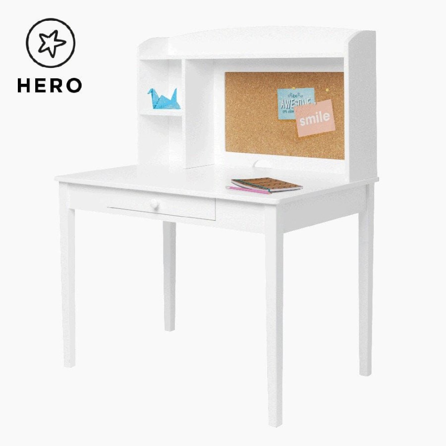 Furniture Great Little Trading Co. Tables & Play Tables | Junior Wooden Study Desk With Shelves & Drawers, White Bright White