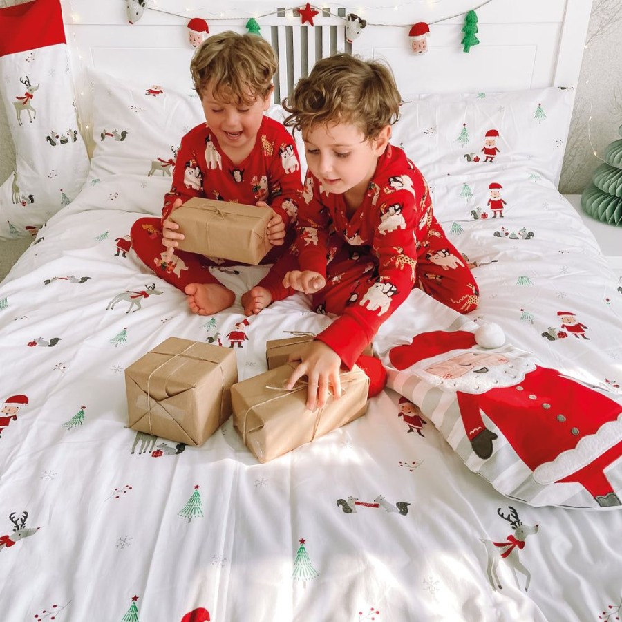 Beds & Mattresses Great Little Trading Co. Bedding Sets | Children'S Christmas Bedding Set, Double White