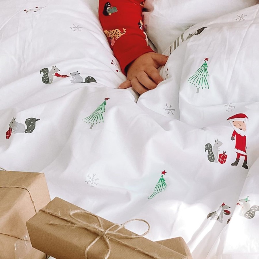 Beds & Mattresses Great Little Trading Co. Bedding Sets | Children'S Christmas Bedding Set, Double White