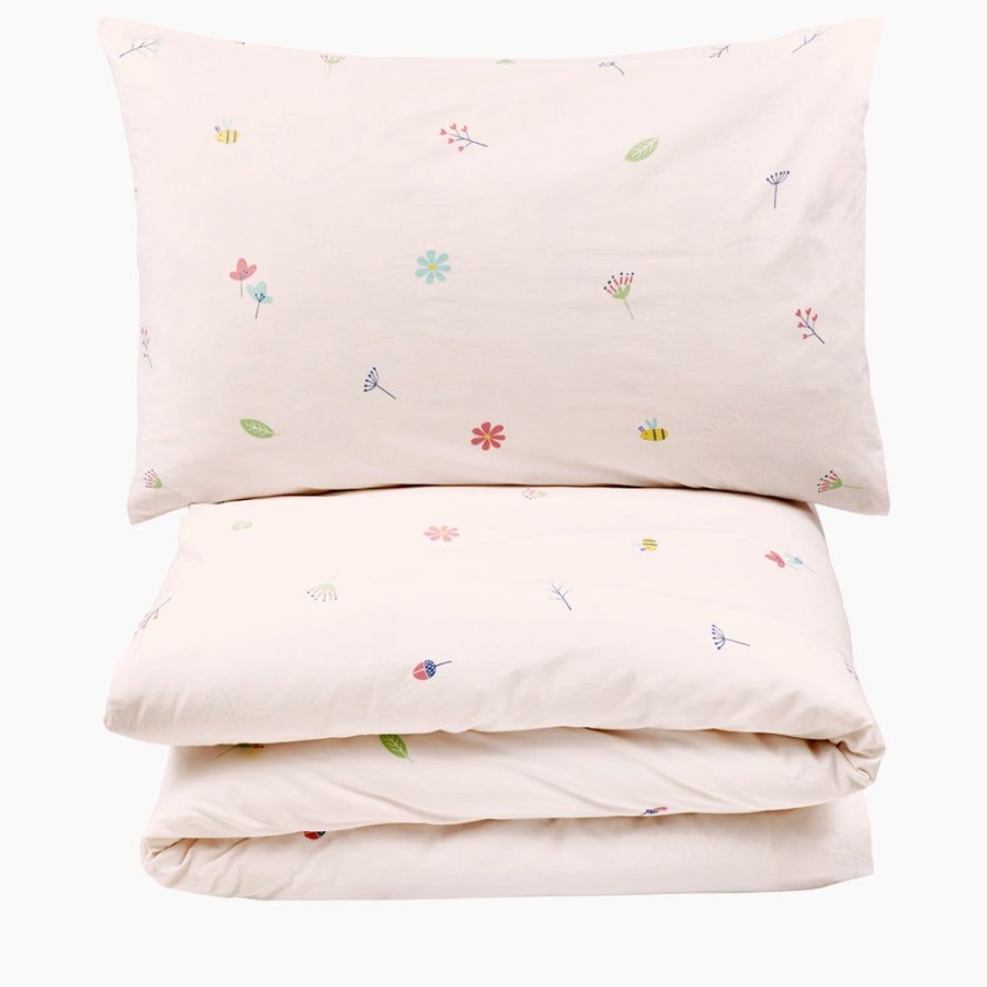 Beds & Mattresses Great Little Trading Co. Bedding Sets | Buzzy Blooms Bedding Set, Single Pale Pink