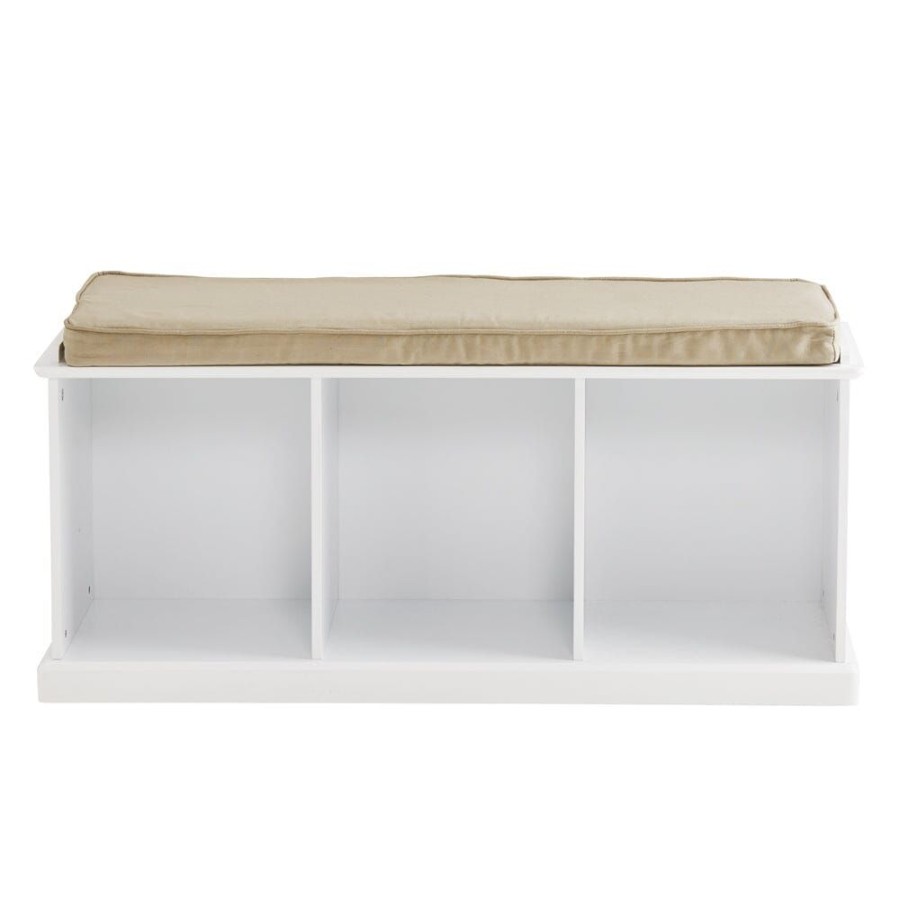 Storage Great Little Trading Co. Storage Furniture | Abbeville Storage Bench Set, White With Natural Cushion Bright White