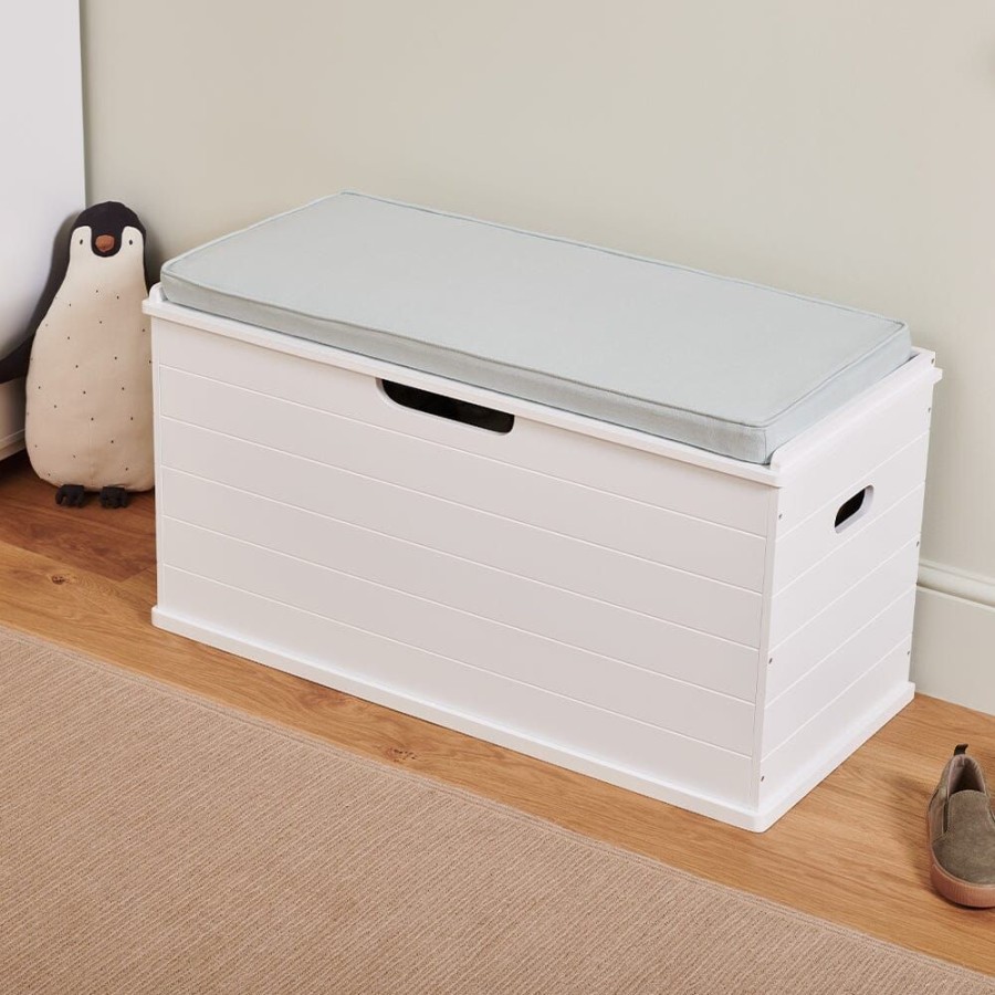 Storage Great Little Trading Co. Bedroom Storage | Large Wooden Toy Box Seat Bench, Mint Bright White