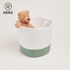 Accessories Great Little Trading Co. Nursery Accessories | Rope Storage Basket, Ivory & Forest Green Ivory & Green