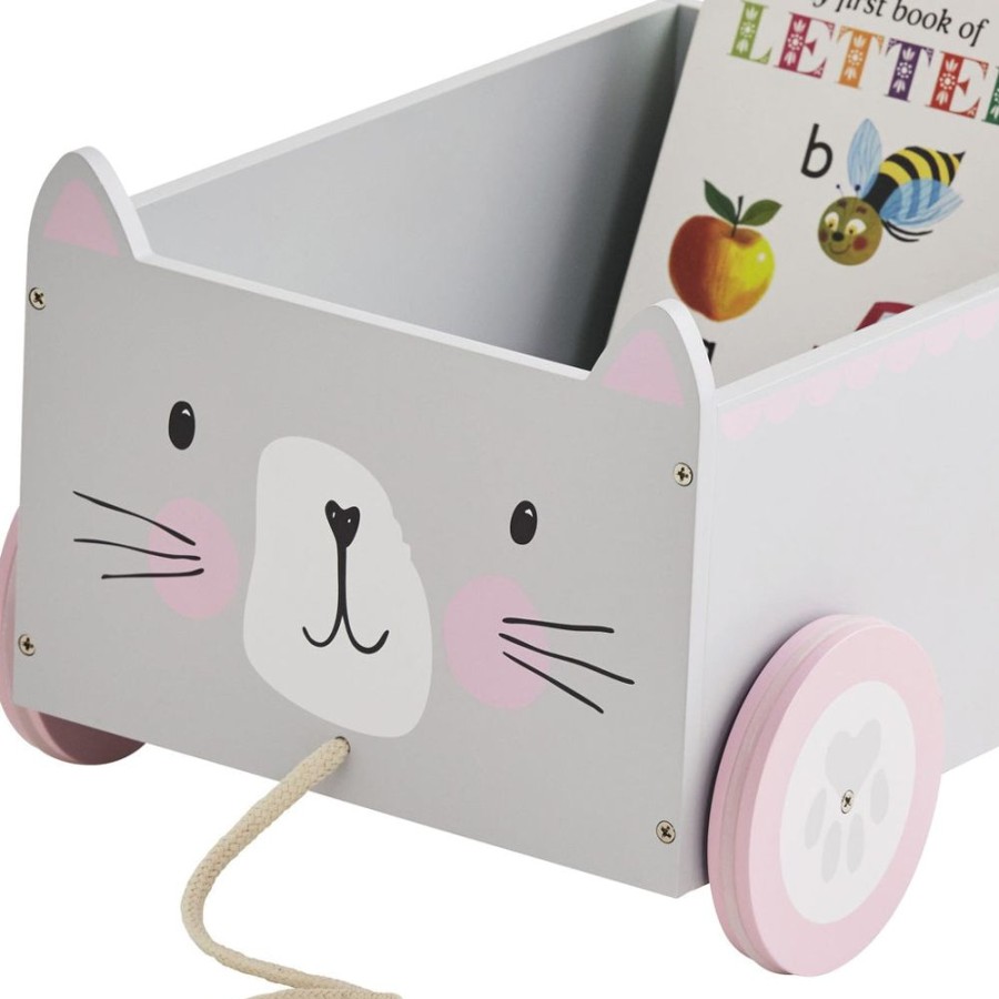 Storage Great Little Trading Co. Bookcases & Bookshelves | Animal Book Cart, Cat Grey