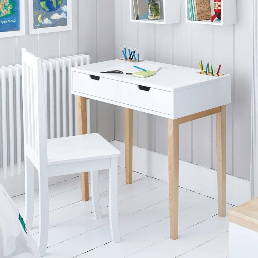 Furniture Great Little Trading Co. Desks & Accessories | Fleming Study Desk With Drawers & Storage, White Bright White