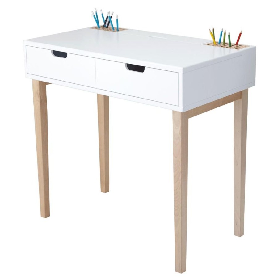 Furniture Great Little Trading Co. Desks & Accessories | Fleming Study Desk With Drawers & Storage, White Bright White