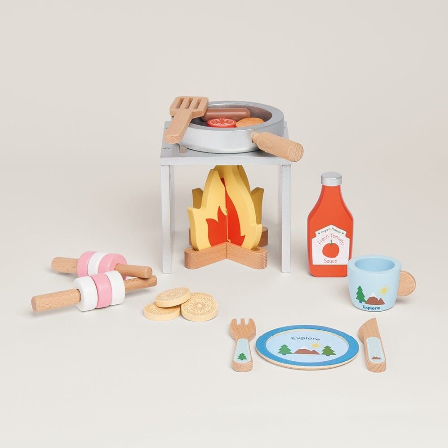 Toys Great Little Trading Co. Wooden Toys | Wooden Campfire Cooking Set Multi