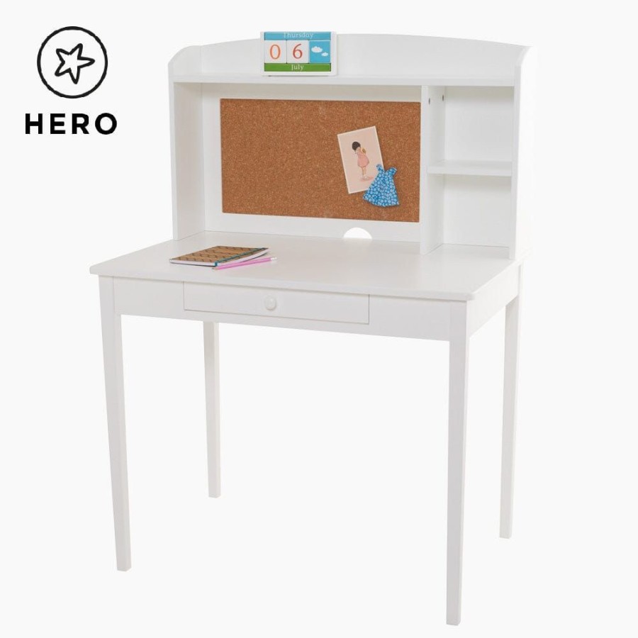 Furniture Great Little Trading Co. Tables & Play Tables | Tall Whittington Wooden Desk With Shelves, White Bright White