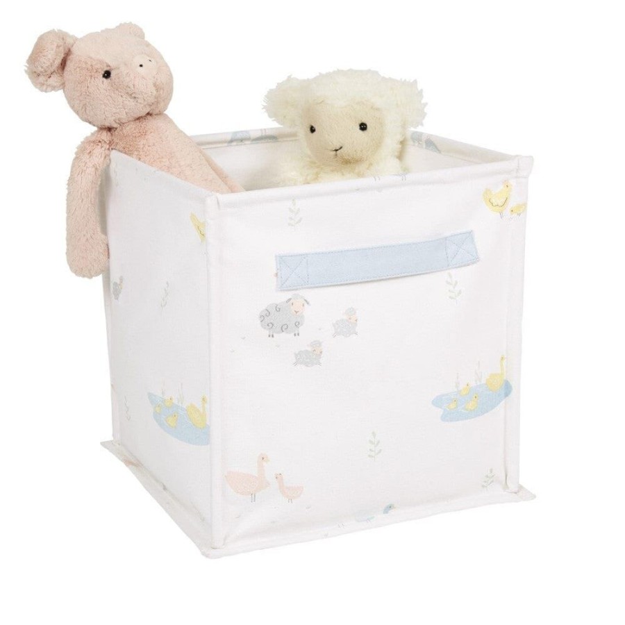 Accessories Great Little Trading Co. Nursery Accessories | Canvas Storage Cube, Day At The Farm White