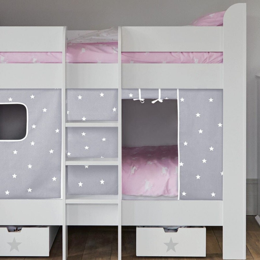 Furniture Great Little Trading Co. Beds | Paddington Bunk Bed, Grey Stardust Curtains