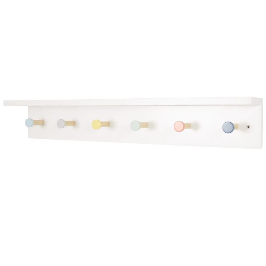 Storage Great Little Trading Co. Wall Shelves & Hooks | Wooden Peg Rail & Shelf, Colour Pop White