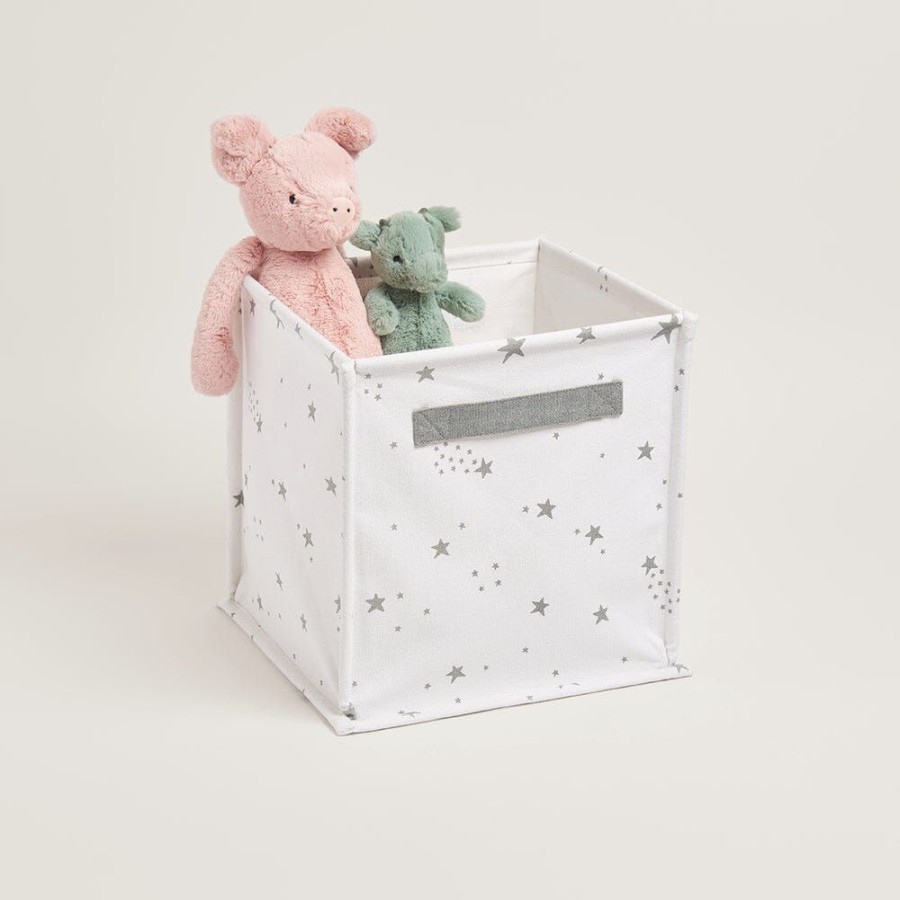 Accessories Great Little Trading Co. Nursery Accessories | Canvas Storage Cube, Scattered Stars White