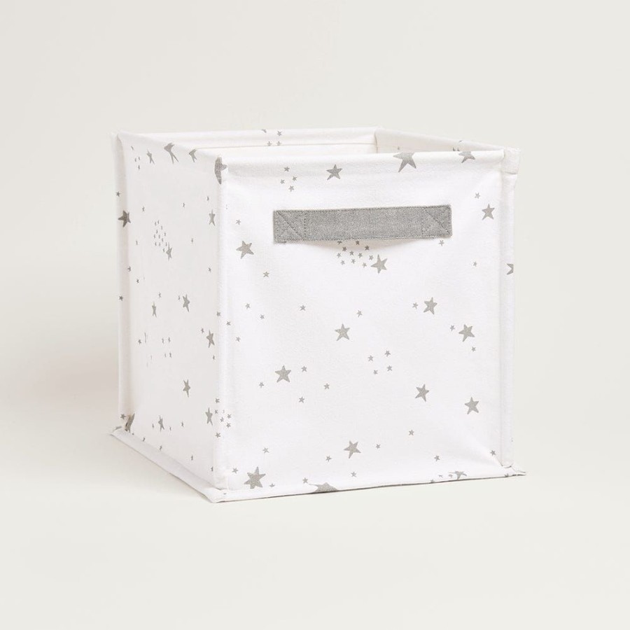 Accessories Great Little Trading Co. Nursery Accessories | Canvas Storage Cube, Scattered Stars White