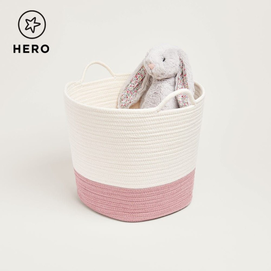 Storage Great Little Trading Co. Storage Baskets & Cubes | Rope Storage Basket, Ivory & Rose Pink Ivory & Pink